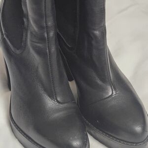 Diesel Black Leather Heeled Ankle Boots